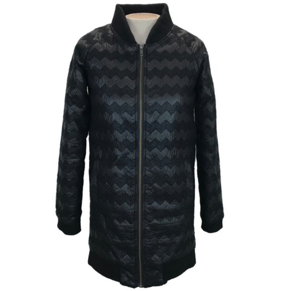 Anthropologie Nümph Black Quilted Chevron Winter Coat - Picture 1 of 12